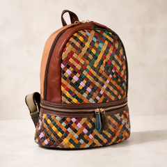 Color Story Genuine Leather Woven Backpack