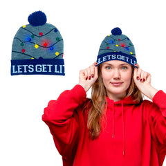 Holiday LED Pom Pom Beanie β Light Up the Season in Comfort and Cheer