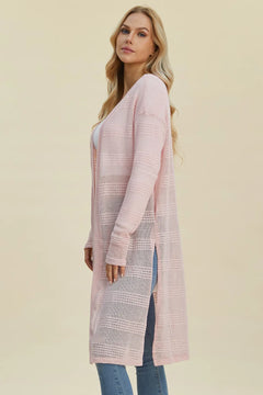 Blush Pink Double Take Open Front Longline Cardigan – feminine boutique style