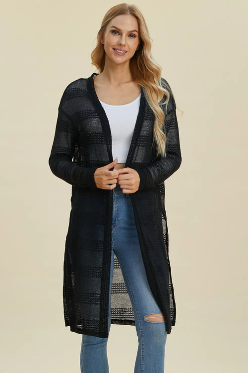 Black Double Take Open Front Longline Cardigan – boutique layering piece