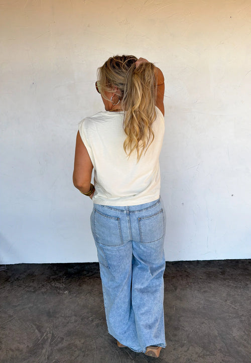 Lucky Clover Cream Muscle Tee