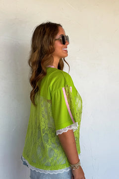 Bleacher Babe Lace Jersey Top