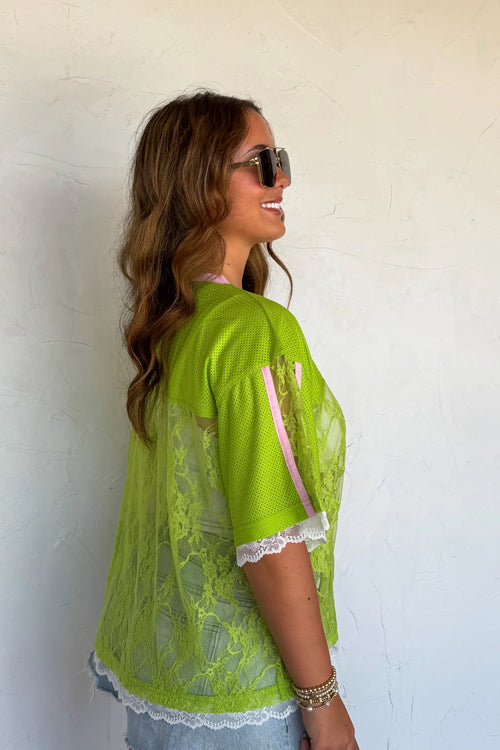 Bleacher Babe Lace Jersey Top