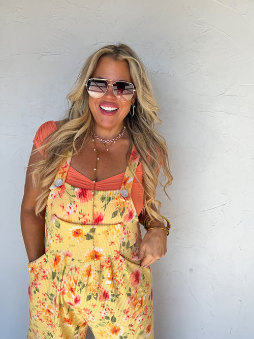 PREORDER- SPRING FLORAL KARLI BOHO OVERALLS
