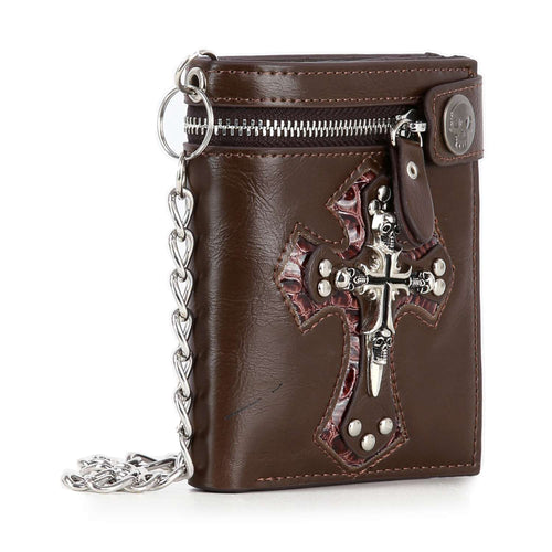 Western Skull And Cross Chain Wallet - Edgy and Unique