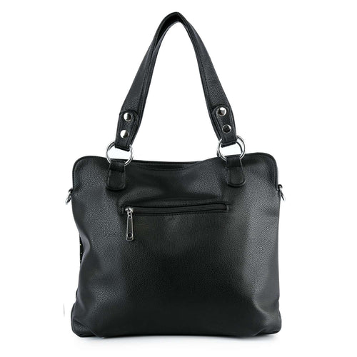 Glowing Orange Butterfly Rhinestone Shoulder Bag - Black Vegan Leather & Velvet