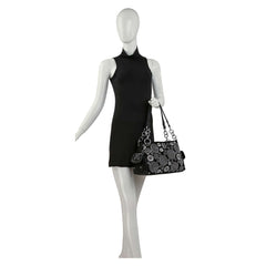 Midnight Bloom Rhinestone Shoulder Bag