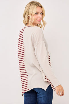 Easy Rhythm Stripe Contrast Pullover Top