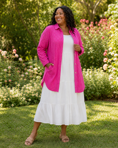 Breezy Grace Eyelet Button Down Tunic