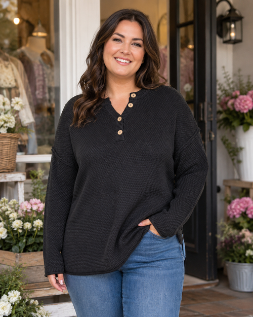 Cozy 4-Button Henley Sweater