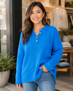 Cozy 4-Button Henley Sweater