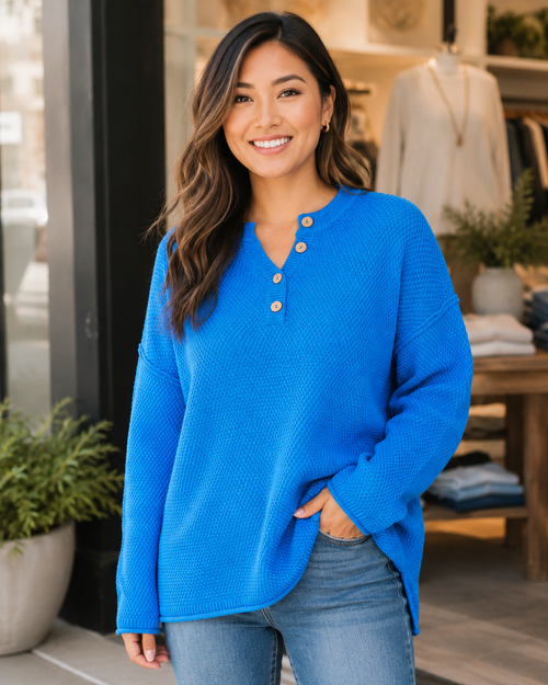Cozy 4-Button Henley Sweater