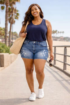 Judy Blue Star Splatter High Waist Denim Shorts