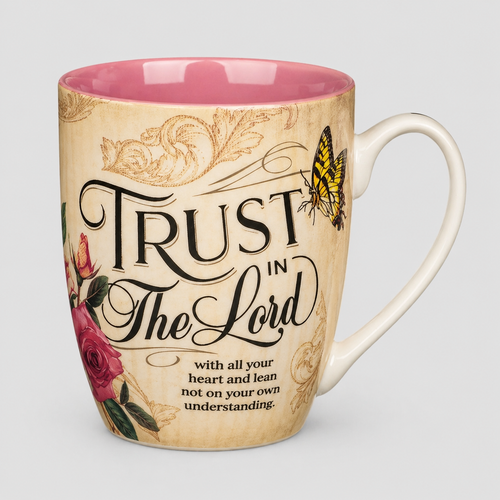 Mug Set 4pc Hope, Trust, Faith, Love Floral