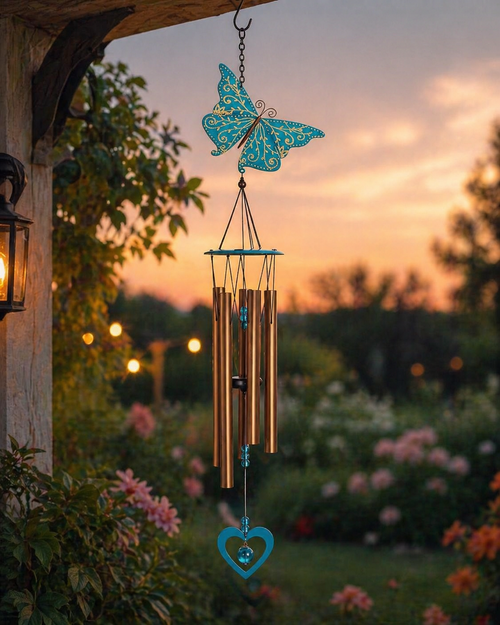 Gold Butterfly Garden Wind Chime