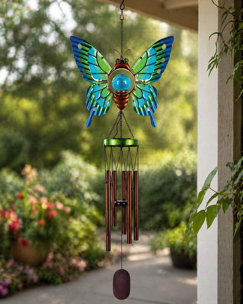 Solar Butterfly Garden Wind Chime