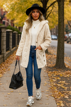 Cozy Cloud Button-Front Teddy Coat