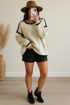 Contrast Charm Oversized Sweater
