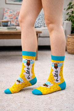 Let It Bee Honeycomb Crew Socks
