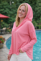 Sweet Comfort High-Low Waffle Hoodie (Double Take)