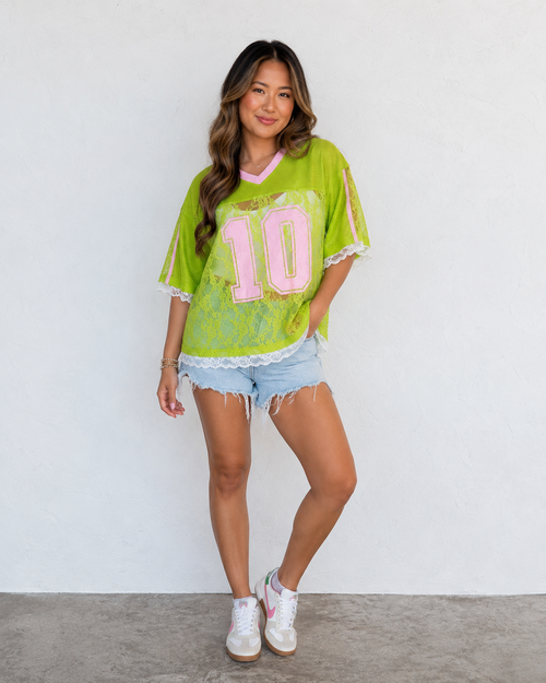 Bleacher Babe Lace Jersey Top