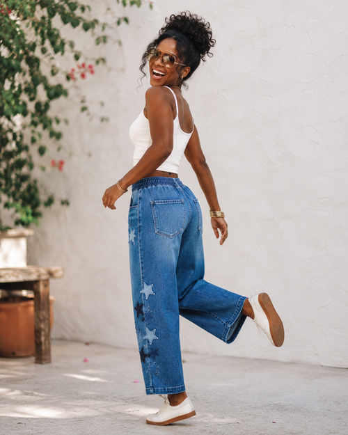 RISEN Star Patch Slouchy Barrel Jeans