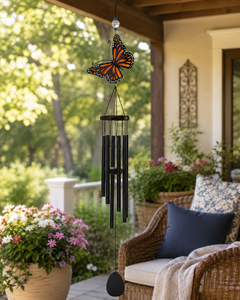 45" Orange Butterfly Wind Chime Garden Decor