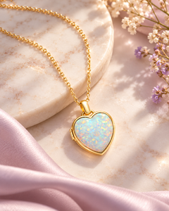 Heart of Opal Mia Locket | 18kt Gold Vermeil