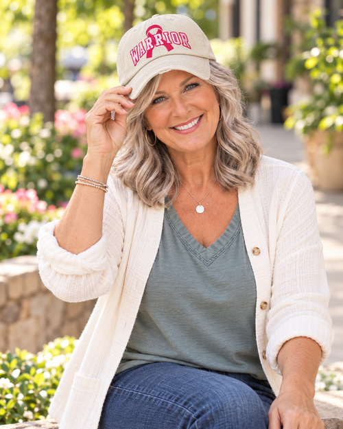 Warrior Pink Ribbon Vintage Ballcap