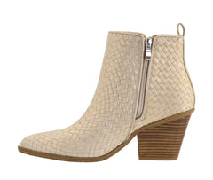 Come And Get It – Metallic Gold Weave Bootie by Corkys (Sizes 7–11)