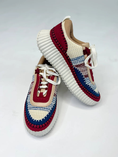 Adventure Awaits – Corkys Burgundy Multi Retro Sneaker (Sizes 7–11)