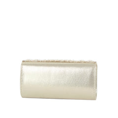 Gold pearl beaded rhinestone clutch evening bag back view