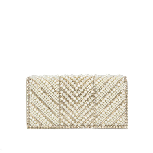 Pearl Beaded Rhinestone Clutch Evening Bag