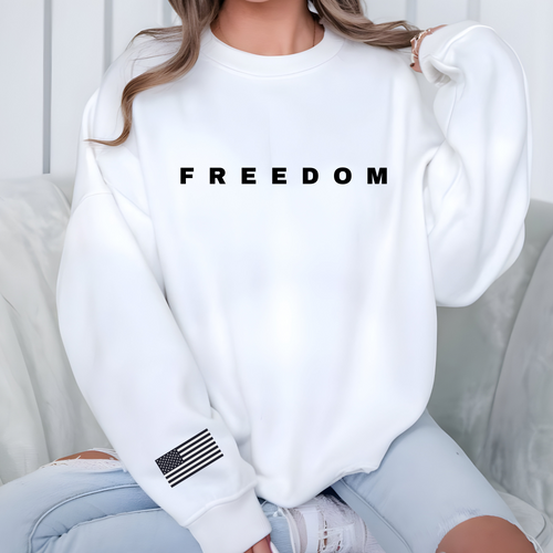 Freedom with Flag Sleeve Sweatshirt or Graphic Tee