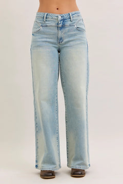 High-Waist Column Straight Jeans