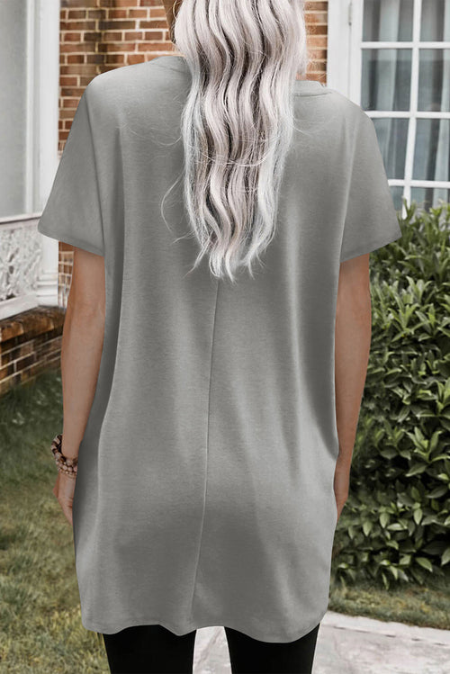 Loose Pocket Casual Tunic Long T-Shirt