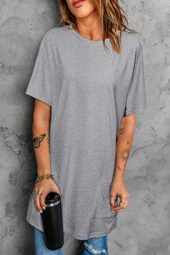 Loose Pocket Casual Tunic Long T-Shirt