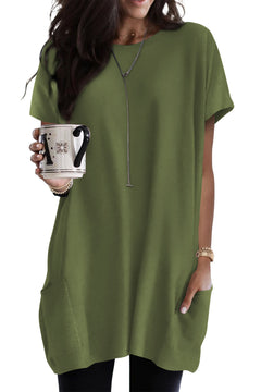 Loose Pocket Casual Tunic Long T-Shirt