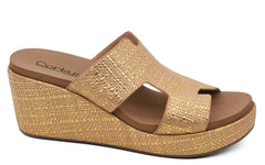 Corky's Pucker Up Gold Raffia Wedge Sandals