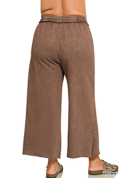 Zenana Washed French Terry Flare Pants | Small–3XL