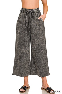 Zenana Washed French Terry Flare Pants | Small–3XL