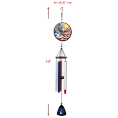 Stars & Liberty Eagle Stained Glass Wind Chime — 40"
