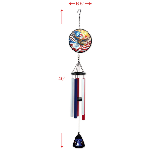 Stars & Liberty Eagle Stained Glass Wind Chime — 40"