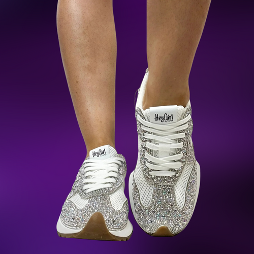 Corkys Dazzle & Dash Rhinestone Mesh Sneakers – White Sparkle (Sizes 7–11)