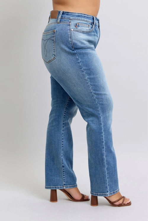 Vintage Wash Thermal Straight Jeans