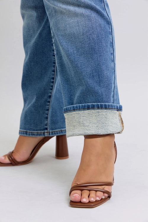 Vintage Wash Thermal Straight Jeans