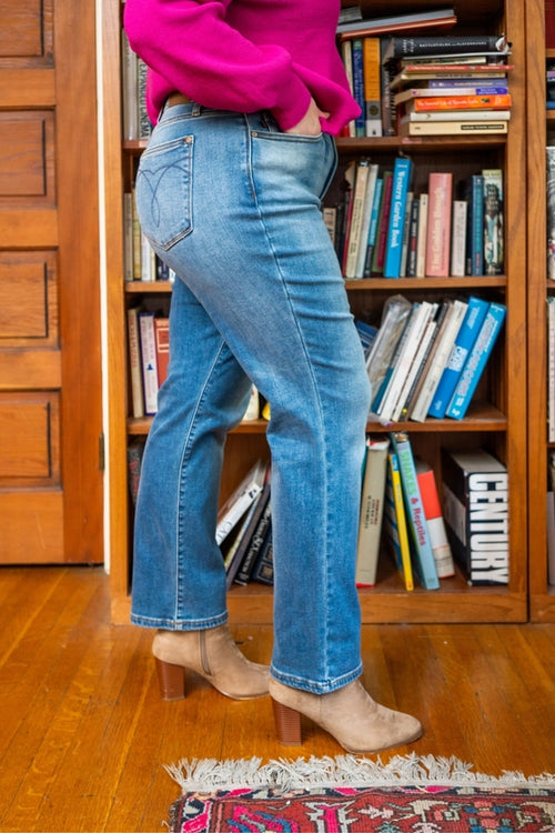 Vintage Wash Thermal Straight Jeans