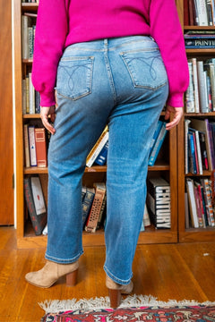 Vintage Wash Thermal Straight Jeans