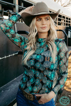 Concho Queen Mesh Top – XS–3XL | Western-Inspired Statement Piece