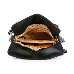 Dazzling Rhinestone Butterfly Shoulder Bag - Black Vegan Leather